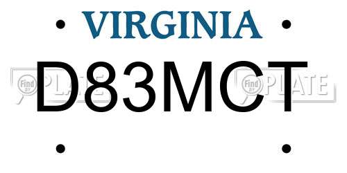 D83MCT Virginia License Plate