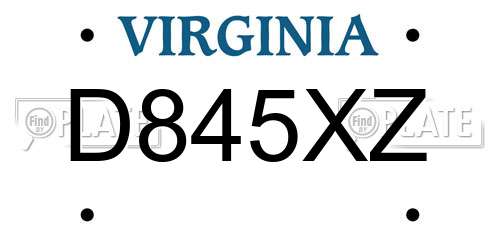 D845XZ Virginia License Plate