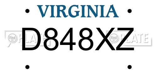 D848XZ Virginia License Plate