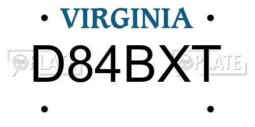 D84BXT Virginia License Plate