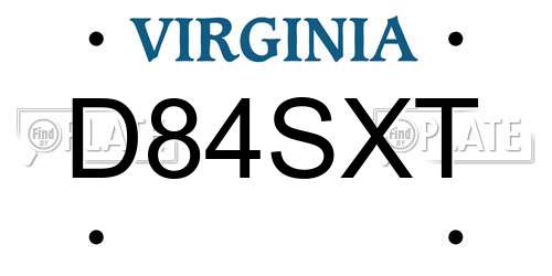 D84SXT Virginia License Plate