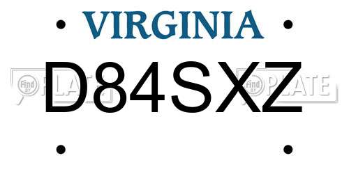 D84SXZ Virginia License Plate
