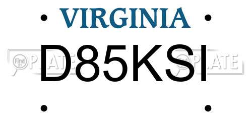D85KSI Virginia License Plate
