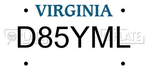 D85YML Virginia License Plate