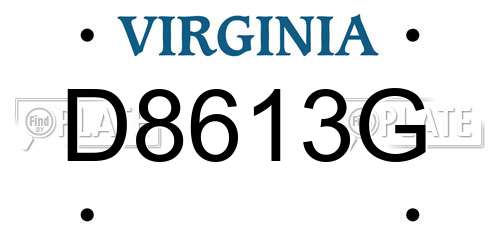 D8613G Virginia License Plate