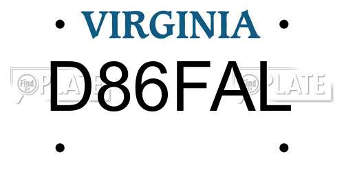 D86FAL Virginia License Plate