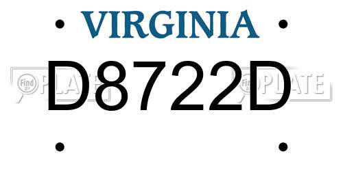 D8722D Virginia License Plate