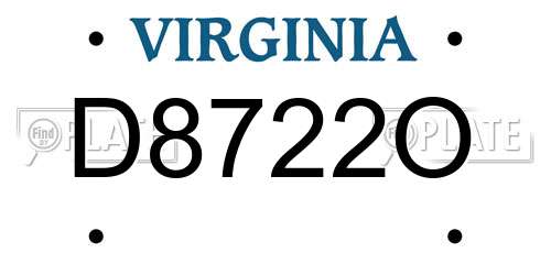 D8722O Virginia License Plate