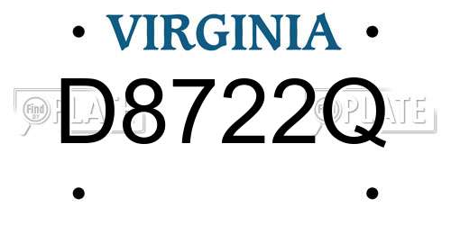 D8722Q Virginia License Plate