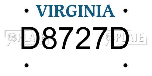 D8727D Virginia License Plate