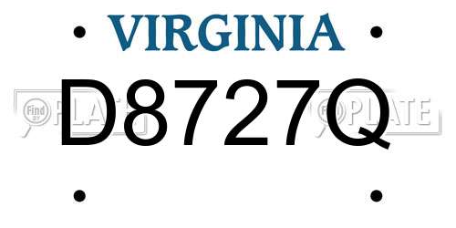 D8727Q Virginia License Plate