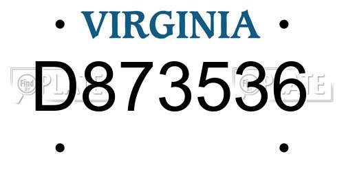 D873536 Virginia License Plate
