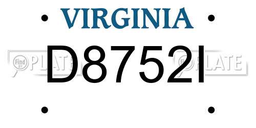D8752I Virginia License Plate
