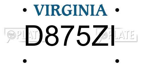 D875ZI Virginia License Plate