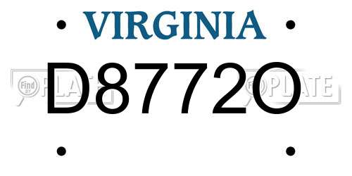 D8772O Virginia License Plate