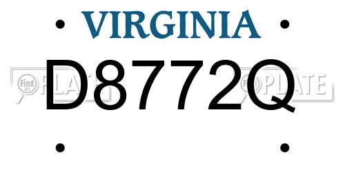 D8772Q Virginia License Plate