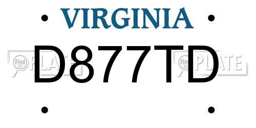 D877TD Virginia License Plate