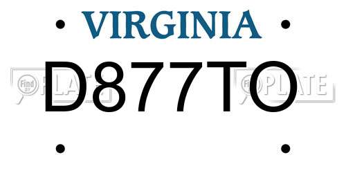 D877TO Virginia License Plate