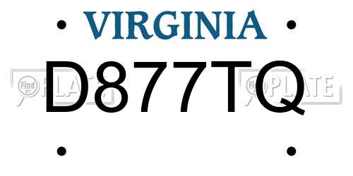 D877TQ Virginia License Plate