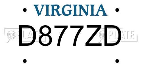 D877ZD Virginia License Plate
