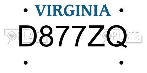 D877ZQ Virginia License Plate