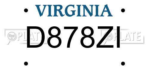 D878ZI Virginia License Plate