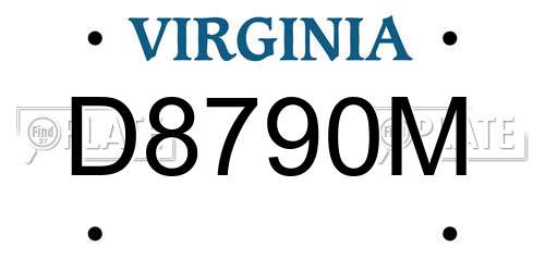 D8790M Virginia License Plate