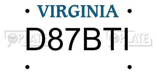 D87BTI Virginia License Plate