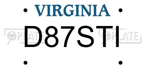 D87STI Virginia License Plate