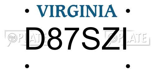 D87SZI Virginia License Plate