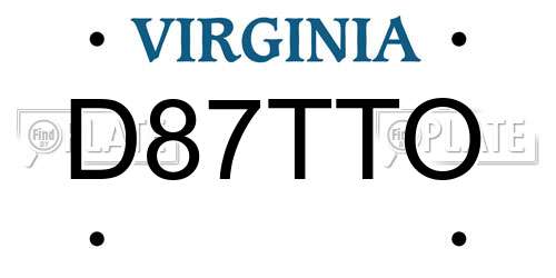 D87TTO Virginia License Plate