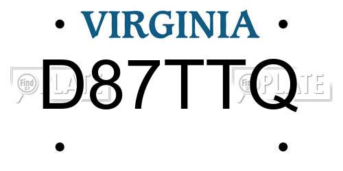D87TTQ Virginia License Plate