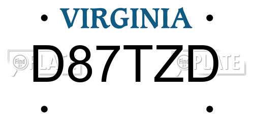 D87TZD Virginia License Plate
