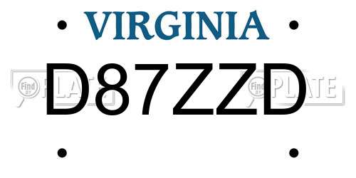 D87ZZD Virginia License Plate