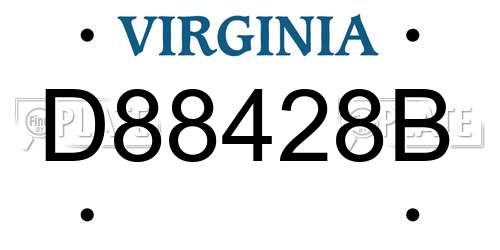 D88428B Virginia License Plate