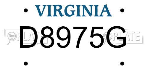 D8975G Virginia License Plate