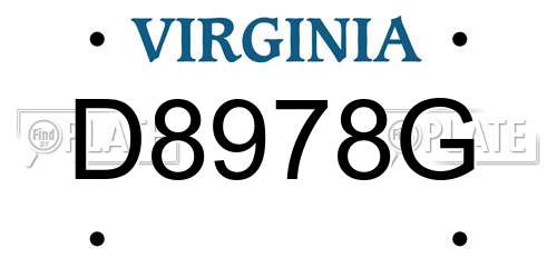 D8978G Virginia License Plate