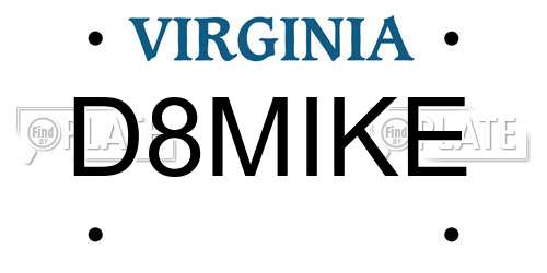 D8MIKE Virginia License Plate