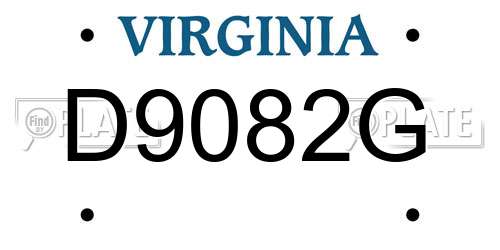 D9082G Virginia License Plate