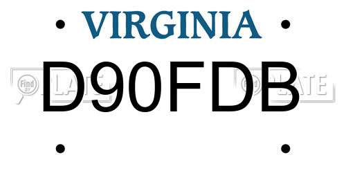 D90FDB Virginia License Plate