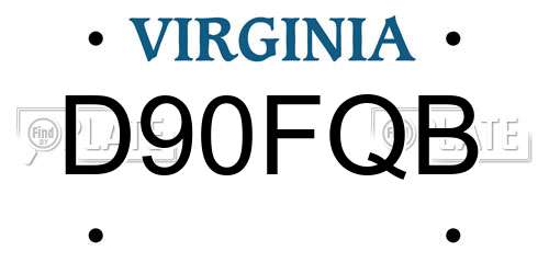 D90FQB Virginia License Plate