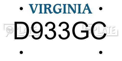 D933GC Virginia License Plate