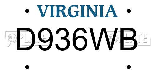 D936WB Virginia License Plate