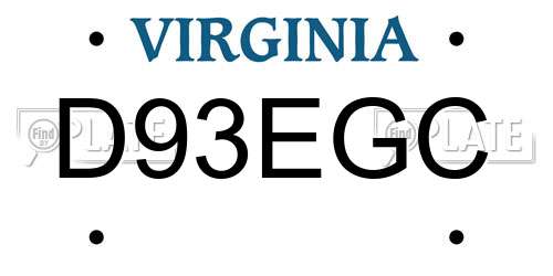 D93EGC Virginia License Plate