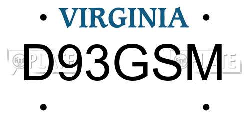 D93GSM Virginia License Plate