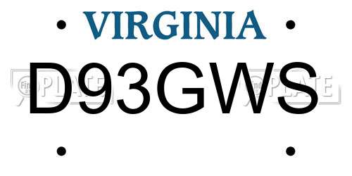 D93GWS Virginia License Plate