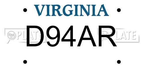 D94AR Virginia License Plate