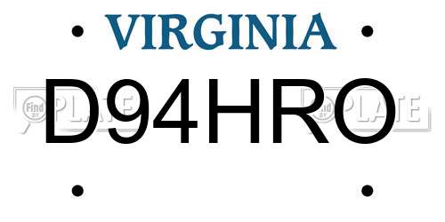D94HRO Virginia License Plate