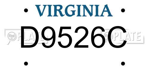 D9526C Virginia License Plate