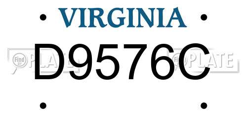 D9576C Virginia License Plate